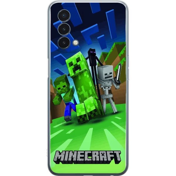 OnePlus Nord N200 5G Gjennomsiktig deksel Minecraft Creeper mobilskal i klassisk grön pixelstil