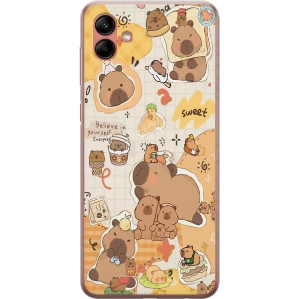 Samsung Galaxy A04 Genomskinligt Skal Kawaii capybara mobilskal med gulliga djurmotiv