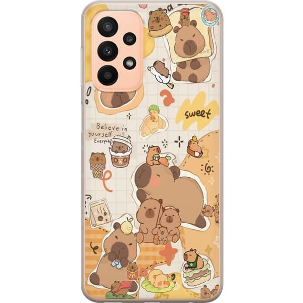Samsung Galaxy A23 Läpinäkyvä kuori Kawaii capybara mobilskal med gulliga djurmotiv
