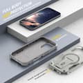Miniatyrbild 5 av 6: MagSafe iPhone 16 Pro Fodral, Stötabsorberande Robust 360° Skydd, Inbyggt Stöd, Ultra Hållbar - Grå
