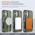 Miniatyrbild 6 av 6: MagSafe iPhone 16 skal, stötsäker robust 360° skydd, inbyggt stöd, ultra hållbar - Grön