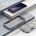 Miniatyrbild 5 av 6: MagSafe Magnetisk iPhone 16 Pro Max Fodral, Stötsäker Robust 360° Skydd, Inbyggt Stöd, Ultratålig - Grå