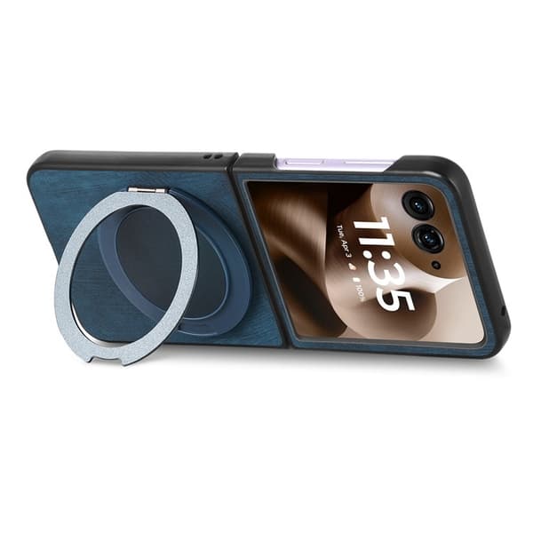 SKALO Motorola Razr 60 Ultra 5G D21 Kickstand Retro PU-Läder Skal - Blå