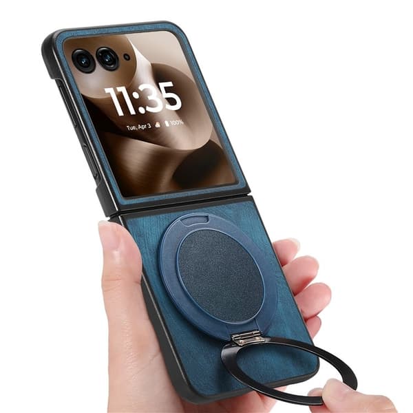 SKALO Motorola Razr 60 Ultra 5G D21 Kickstand Retro PU-Läder Skal - Blå