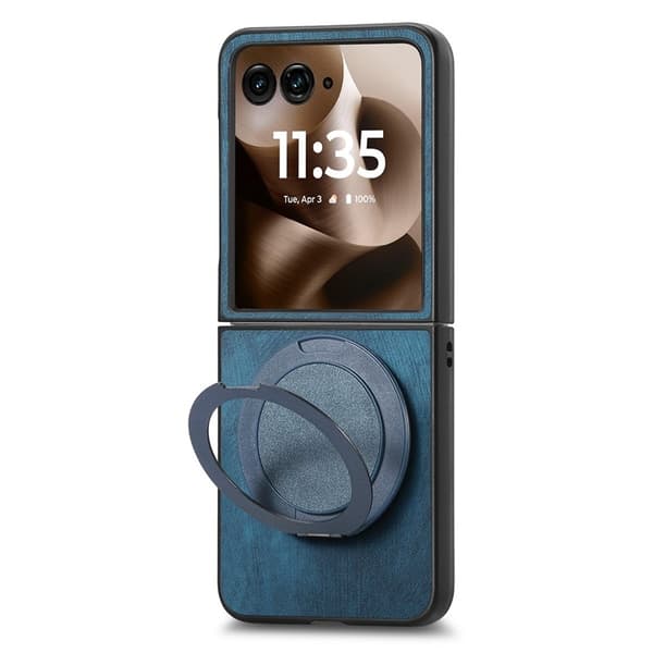 SKALO Motorola Razr 60 Ultra 5G D21 Kickstand Retro PU-Läder Skal - Blå
