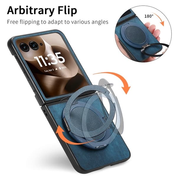 SKALO Motorola Razr 60 Ultra 5G D21 Kickstand Retro PU-Läder Skal - Blå