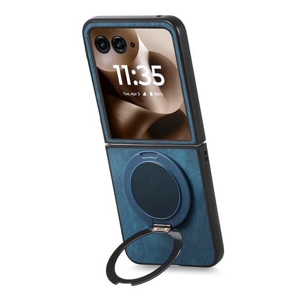 SKALO Motorola Razr 60 Ultra 5G D21 Kickstand Retro PU-Läder Skal - Blå