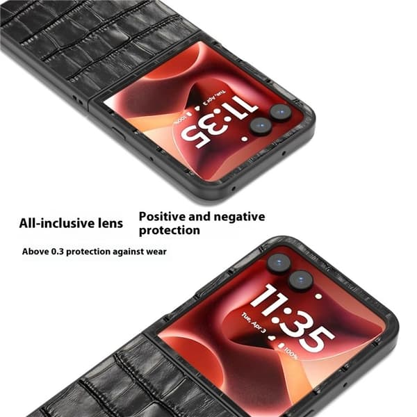SKALO Motorola Razr 60 Ultra 5G ABEEL Krokotiilinahka Suojakuori - Musta