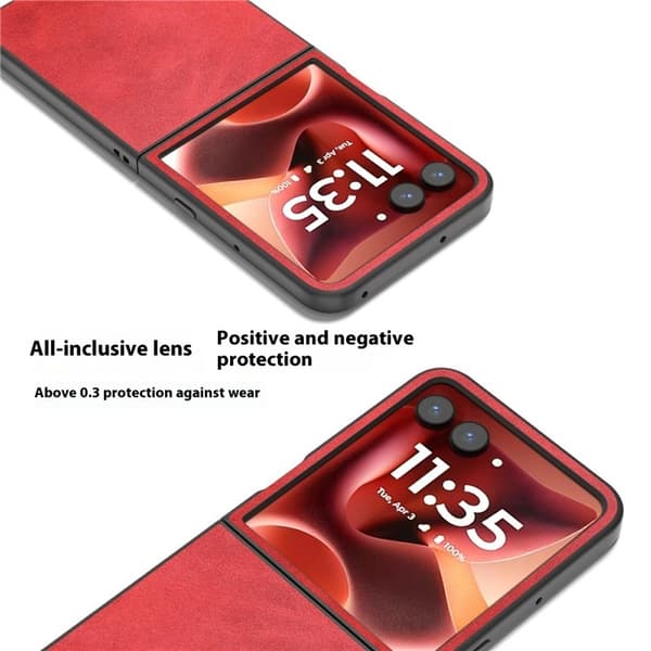 SKALO Motorola Razr 60 Ultra 5G ABEEL PU-Läder Flip Skal - Röd
