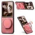 Pikkukuva 1 / 11: SKALO Motorola Razr 60 Ultra 5G D21 Kickstand Retro PU-Nahka Suojakuori - Pinkki