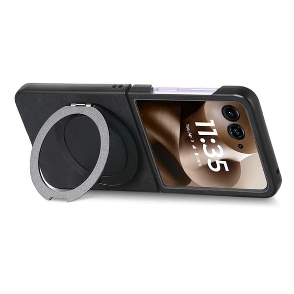 SKALO Motorola Razr 60 Ultra 5G D21 Kickstand Retro PU-Läder Skal - Svart