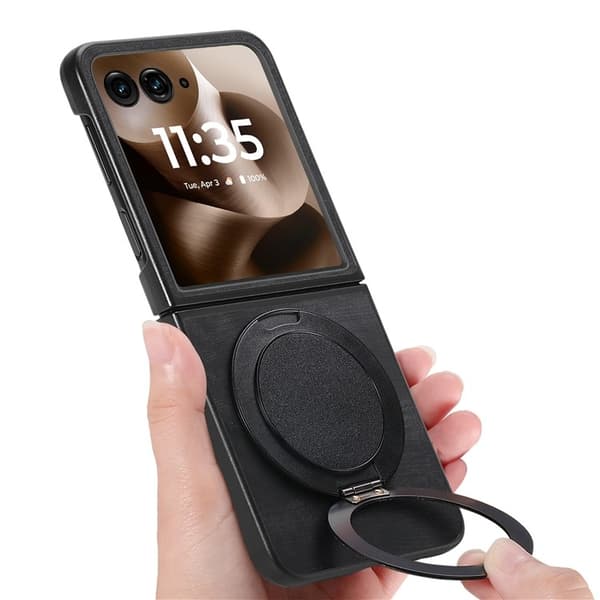 SKALO Motorola Razr 60 Ultra 5G D21 Kickstand Retro PU-Läder Skal - Svart