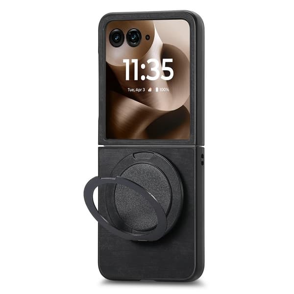 SKALO Motorola Razr 60 Ultra 5G D21 Kickstand Retro PU-Läder Skal - Svart