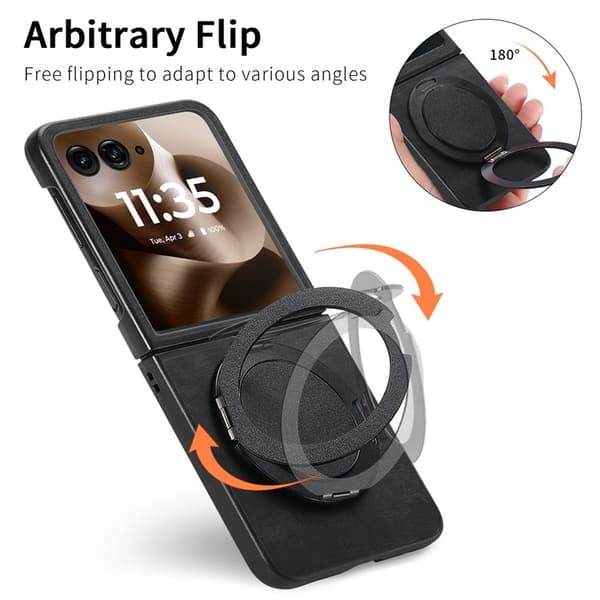 SKALO Motorola Razr 60 Ultra 5G D21 Kickstand Retro PU-Läder Skal - Svart