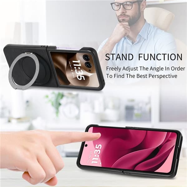 SKALO Motorola Razr 60 Ultra 5G D21 Kickstand Retro PU-Läder Skal - Svart