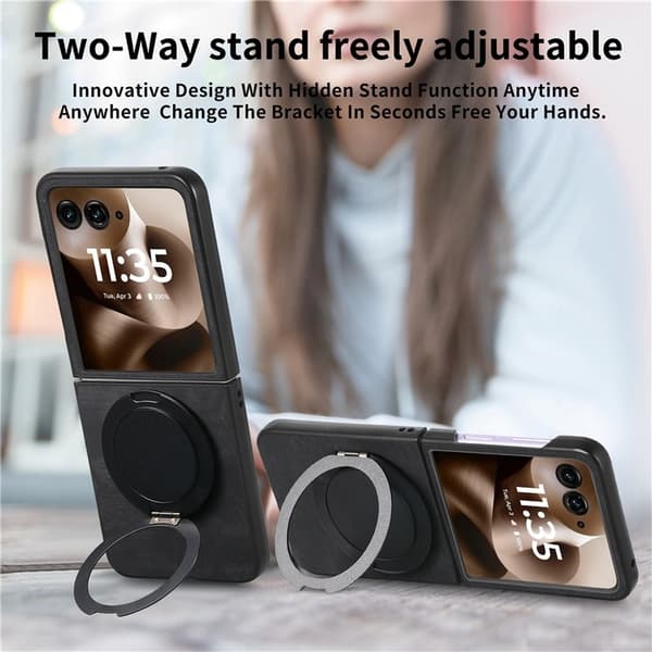 SKALO Motorola Razr 60 Ultra 5G D21 Kickstand Retro PU-Läder Skal - Svart
