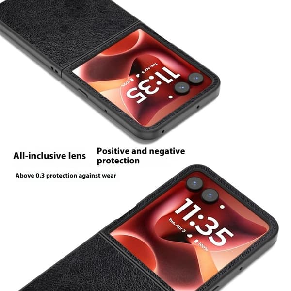 SKALO Motorola Razr 60 Ultra 5G Litchi PU-Nahkakotelo Flip Suojakuori - Musta