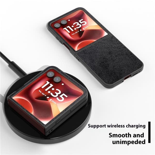 SKALO Motorola Razr 60 Ultra 5G Litchi PU-Nahkakotelo Flip Suojakuori - Musta