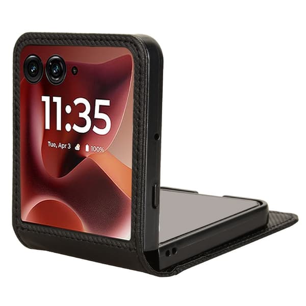 SKALO Motorola Razr 60 Ultra 5G PU-Läder Flip Korthållare Skal - Svart