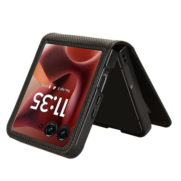 SKALO Motorola Razr 60 Ultra 5G PU-Läder Flip Korthållare Skal - Svart