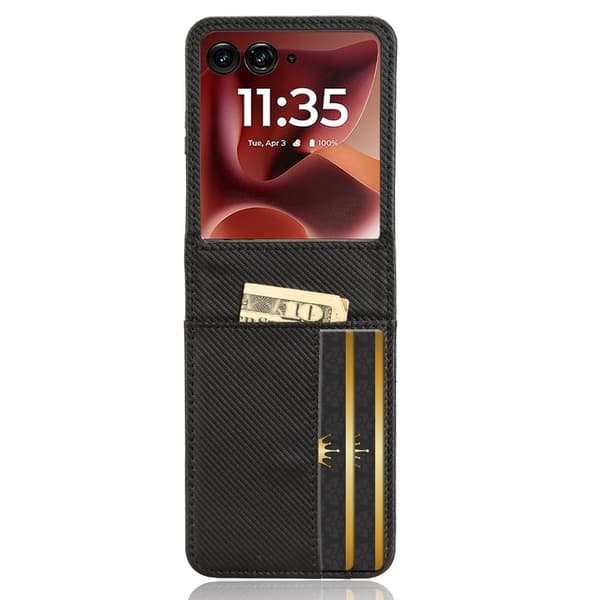 SKALO Motorola Razr 60 Ultra 5G PU-Läder Flip Korthållare Skal - Svart