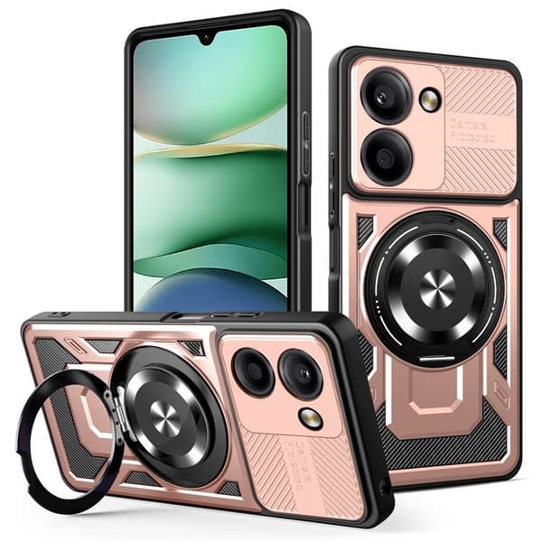 SKALO Xiaomi Redmi A5 4G Armor Hybrid Magneettirengas Suojakuori - Ruusukulta