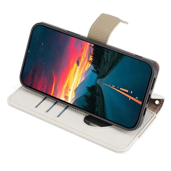 SKALO Xiaomi Redmi A5 4G Litchi Makeup Mirror Lompakkokotelo - Valkoinen
