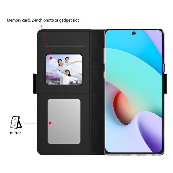 SKALO Xiaomi Redmi A5 4G Korthållare Spegel Plånboksfodral - Svart