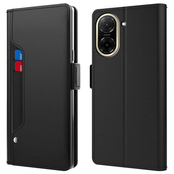SKALO Xiaomi Redmi A5 4G Korthållare Spegel Plånboksfodral - Svart