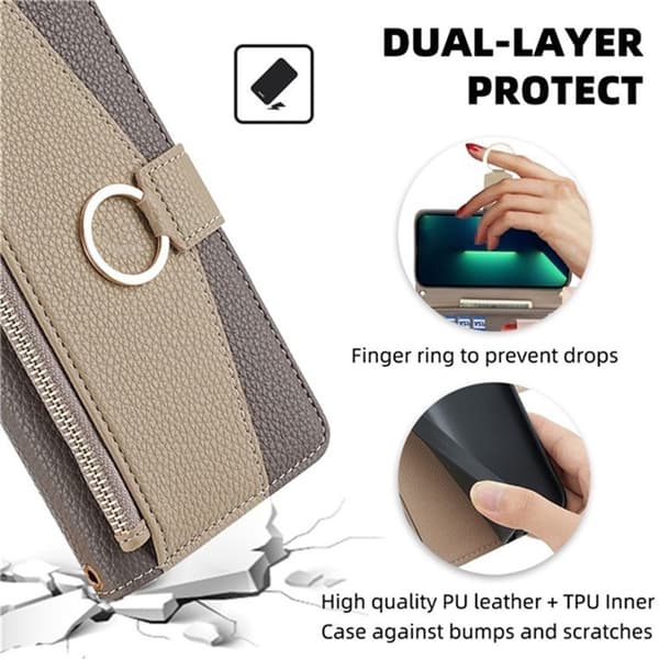 SKALO Xiaomi Redmi A5 4G Litchi Makeup Mirror Lompakkokotelo - Harmaa