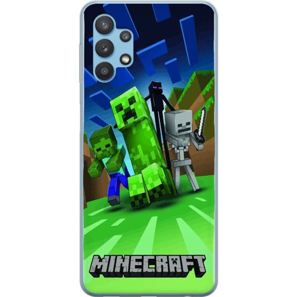 Samsung Galaxy A32 5G Genomskinligt Skal Minecraft Creeper mobilskal i klassisk grön pixelstil