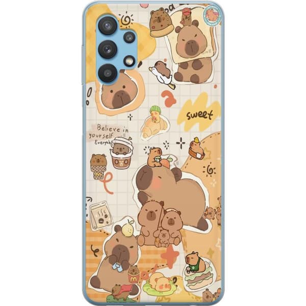 Samsung Galaxy A32 5G Gjennomsiktig deksel Kawaii capybara mobilskal med gulliga djurmotiv