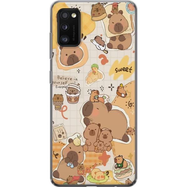 Samsung Galaxy A41 Genomskinligt Skal Kawaii capybara mobilskal med gulliga djurmotiv