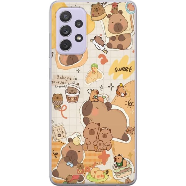 Samsung Galaxy A52s 5G Gennemsigtig cover Kawaii capybara mobilskal med gulliga djurmotiv