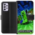 Pikkukuva 1 / 3: Samsung Galaxy A52s 5G Lompakkokotelo Minecraft Creeper mobilskal i klassisk grön pixelstil