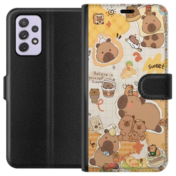 Samsung Galaxy A52s 5G Plånboksfodral Kawaii capybara mobilskal med gulliga djurmotiv
