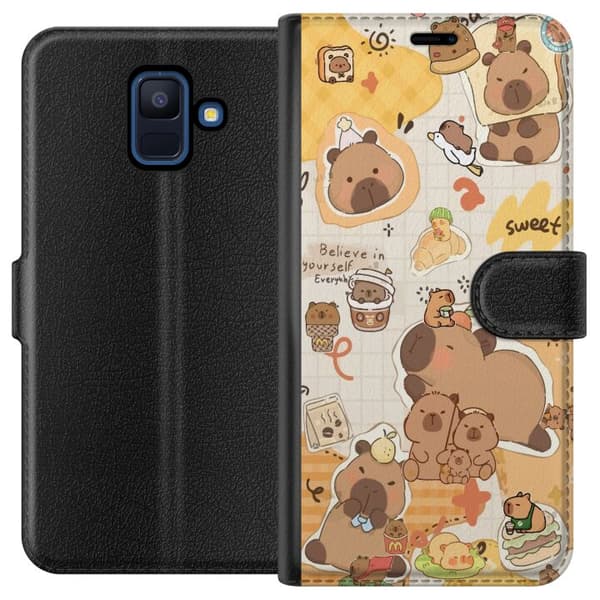 Samsung Galaxy A6 (2018) Tegnebogsetui Kawaii capybara mobilskal med gulliga djurmotiv