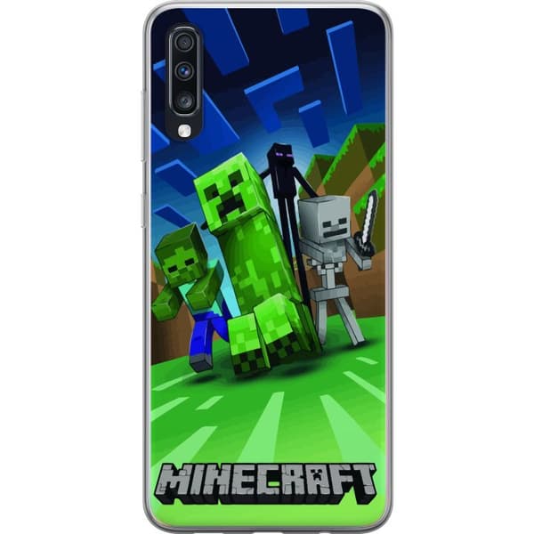 Samsung Galaxy A70 Genomskinligt Skal Minecraft Creeper mobilskal i klassisk grön pixelstil