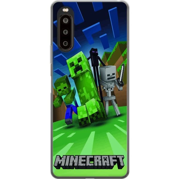 Sony Xperia 10 II Gjennomsiktig deksel Minecraft Creeper mobilskal i klassisk grön pixelstil