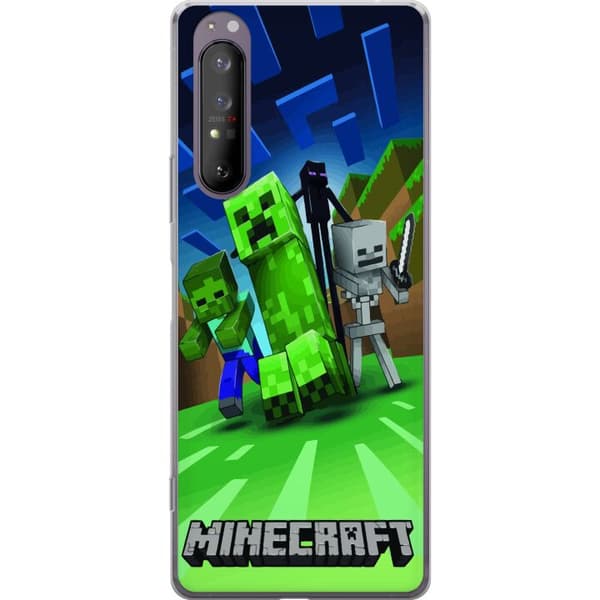 Sony Xperia 1 II Genomskinligt Skal Minecraft Creeper mobilskal i klassisk grön pixelstil