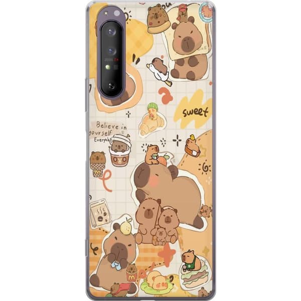 Sony Xperia 1 II Genomskinligt Skal Kawaii capybara mobilskal med gulliga djurmotiv