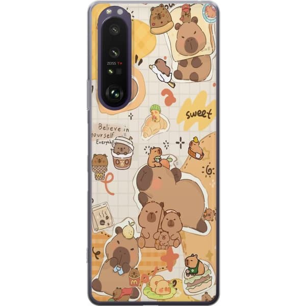 Sony Xperia 1 III Läpinäkyvä kuori Kawaii capybara mobilskal med gulliga djurmotiv
