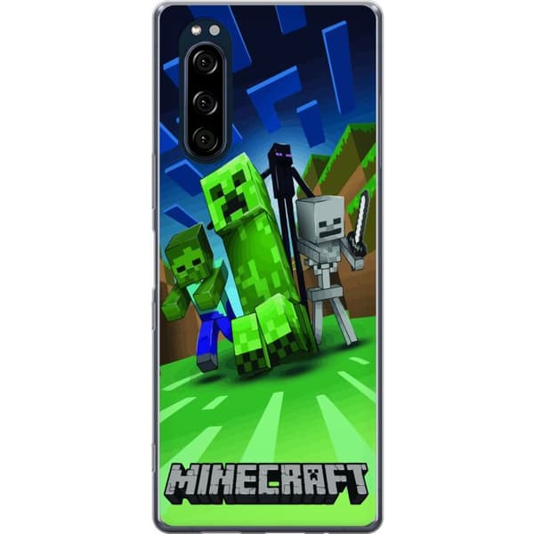 Sony Xperia 5 Genomskinligt Skal Minecraft Creeper mobilskal i klassisk grön pixelstil