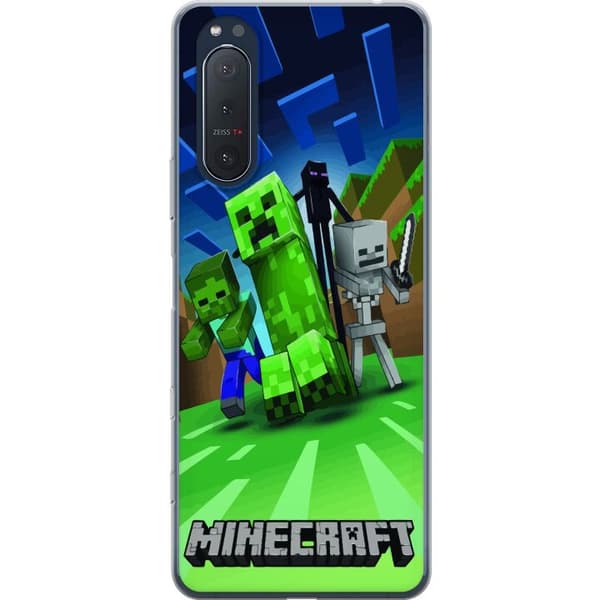 Sony Xperia 5 II Gjennomsiktig deksel Minecraft Creeper mobilskal i klassisk grön pixelstil