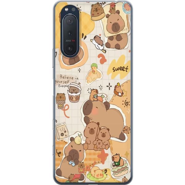 Sony Xperia 5 II Gjennomsiktig deksel Kawaii capybara mobilskal med gulliga djurmotiv