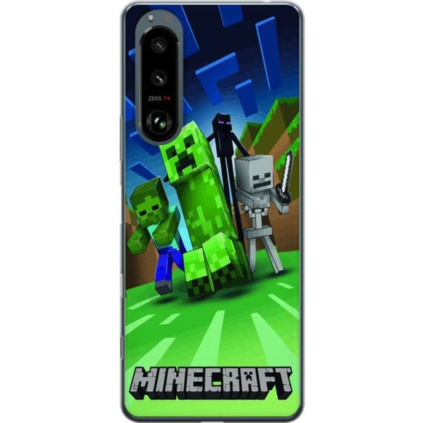 Sony Xperia 5 III Gennemsigtig cover Minecraft Creeper mobilskal i klassisk grön pixelstil