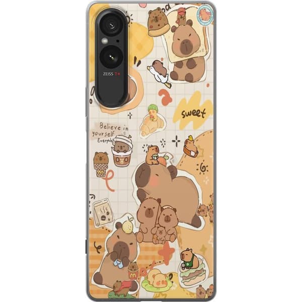 Sony Xperia 5 V Läpinäkyvä kuori Kawaii capybara mobilskal med gulliga djurmotiv