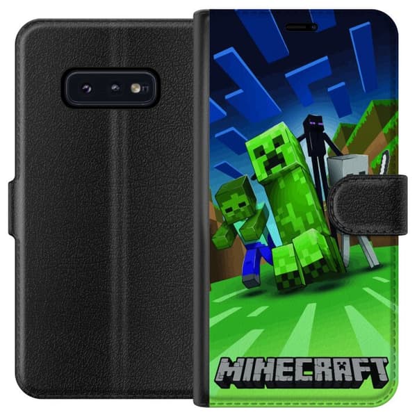Samsung Galaxy S10e Plånboksfodral Minecraft Creeper mobilskal i klassisk grön pixelstil