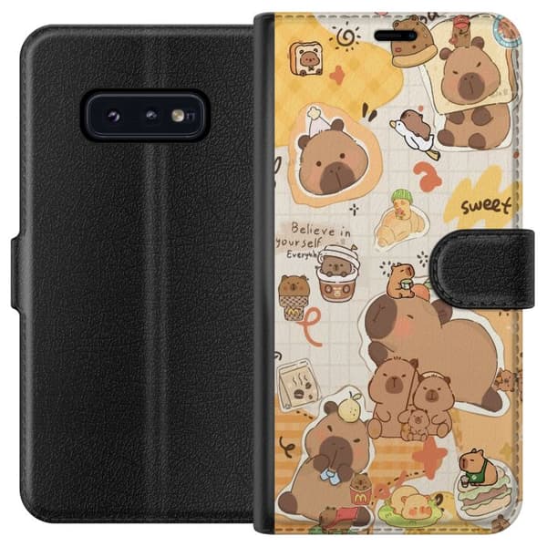 Samsung Galaxy S10e Plånboksfodral Kawaii capybara mobilskal med gulliga djurmotiv