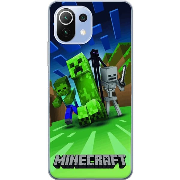 Xiaomi 11 Lite 5G NE Genomskinligt Skal Minecraft Creeper mobilskal i klassisk grön pixelstil
